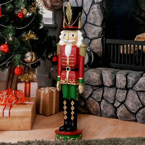 Walmart nutcracker outdoor - Product features: Nutcracker is dressed in a red and blue uniform and is holding a star scepter. Pre-lit with 105 clear mini lights. 6 inch white lead cord. Wire gauge: 22. Additional product features: UL listed for indoor or outdoor use.